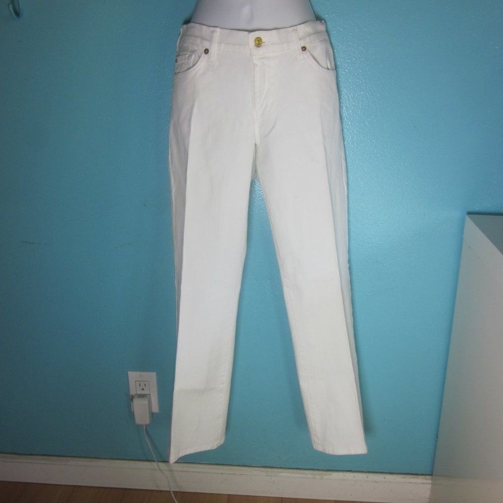 7 for all Mankind Womens Size 30 Crop Bootcut White Denim Jeans Casual Summer